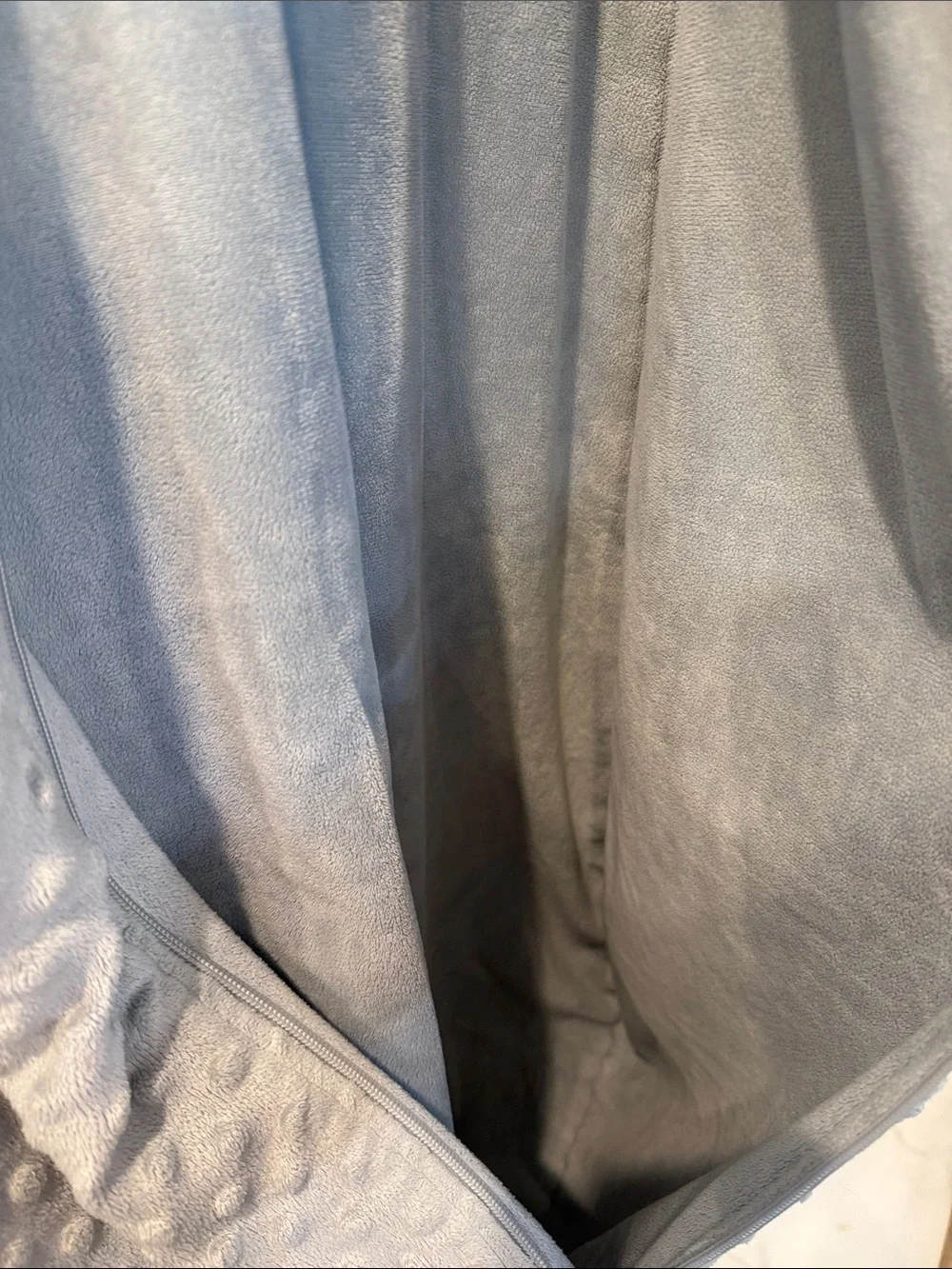 Sleeveless Plush Zip-Front Sleep Sack in Light Grey